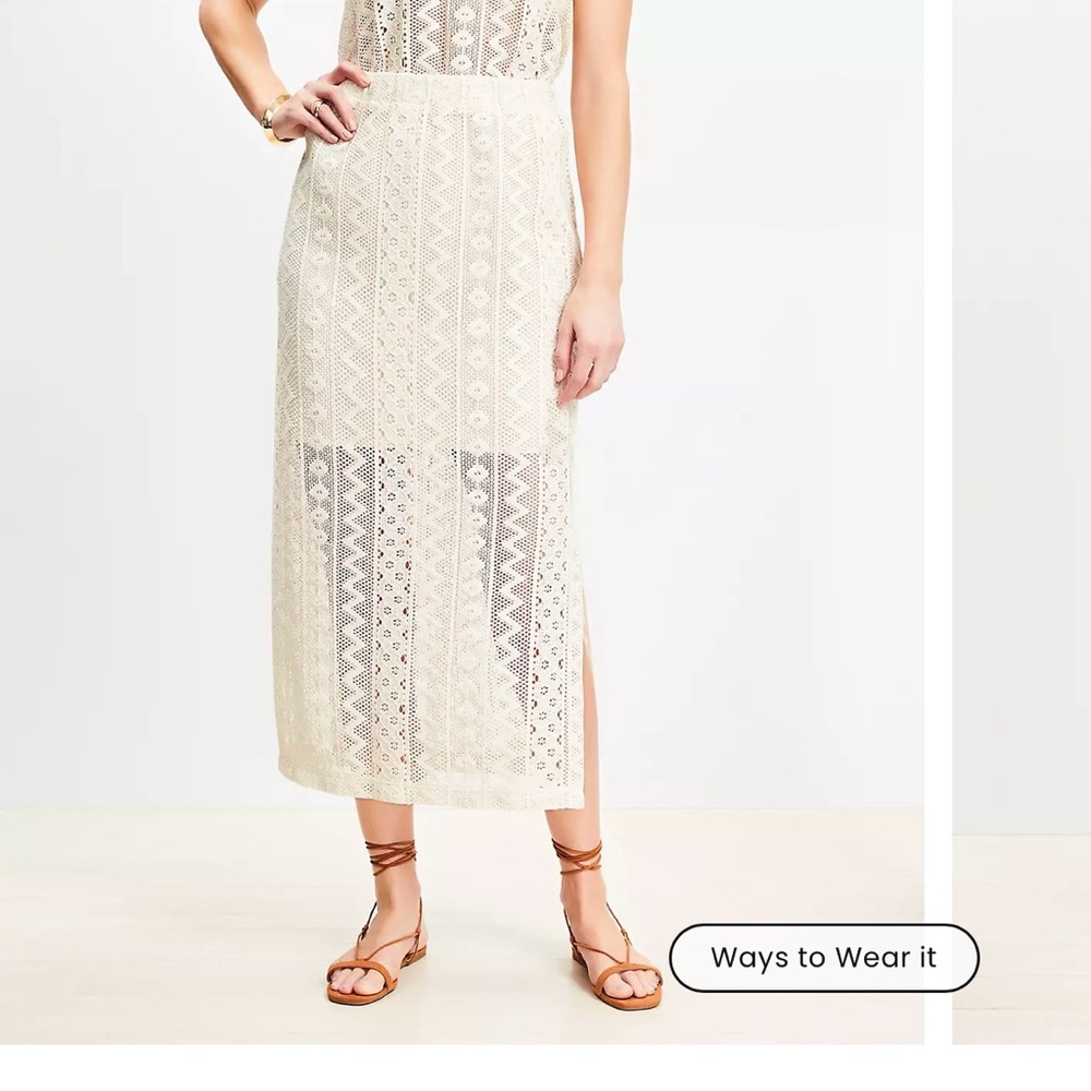LOFT Ivory Lace Pencil Skirt